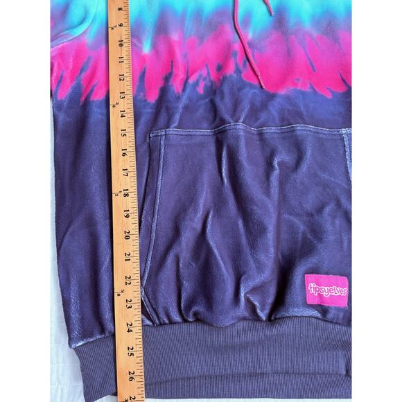 Tipsy Elves Hoodie Sz Small White Teal Pink Purple On the Horizon Tie Dye NEW - Picture 8 of 9